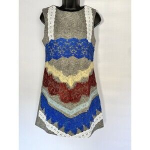After Market Gray Sheath Dress Women’s Sleeveless Lace Red Blue White Size S NEW
